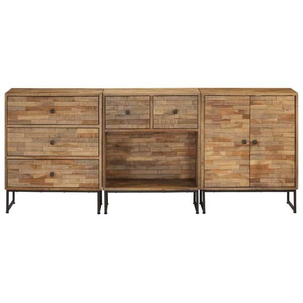 vidaXL Sideboard-Set 3-tlg. Recyceltes Teakholz