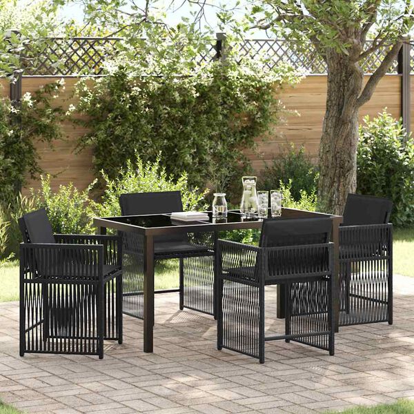 vidaXL Garten Essgruppe 5 pcs Schwarz Poly-Rattan