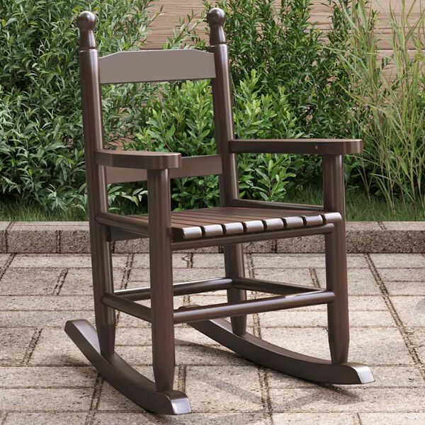 vidaXL Schaukelstuhl f&uuml;r Kinder Braun Massivholz Pappel