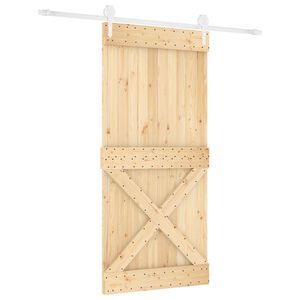 vidaXL Schiebet&uuml;r Nat&uuml;rlich und Wei&szlig; 95 x 210 cm Massivkiefer