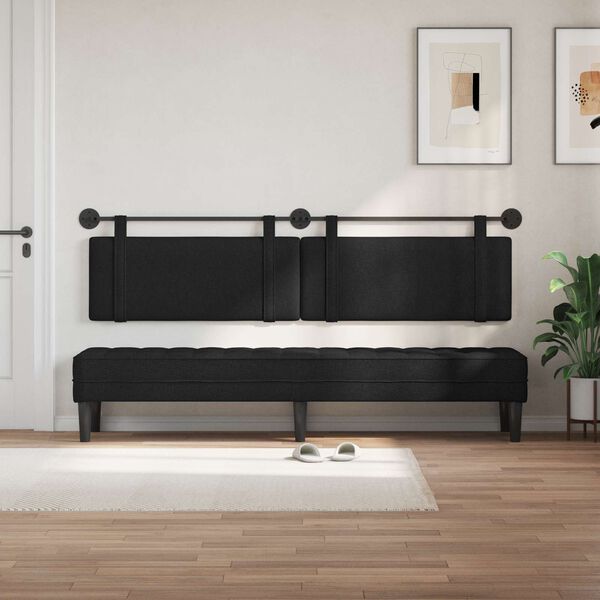 vidaXL H&auml;ngevorderseite Wandmontiert Uni Schwarz 210 x 55 x 5 cm Stoff