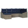 vidaXL Sofa Set mit Kissen 6 pcs Grau und Marineblau Poly-Rattan