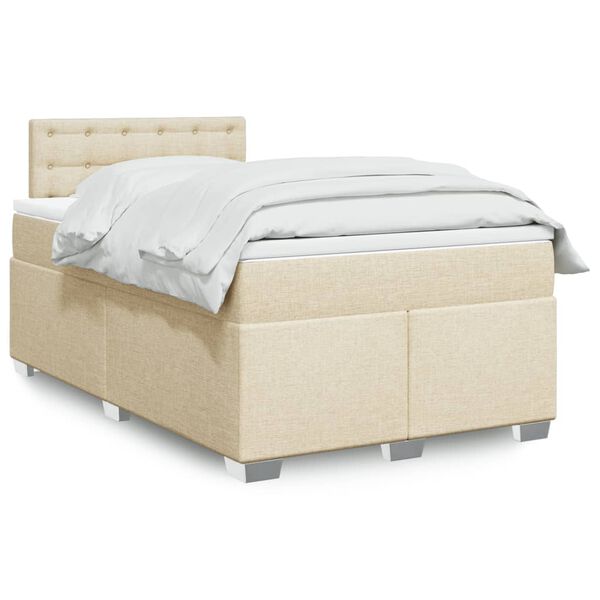 vidaXL Boxspringbett mit Matratze Creme 120x200 cm Stoff