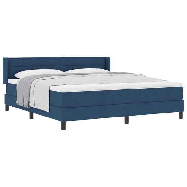 vidaXL Boxspringbett mit Matratze mit Kopfteil Blau 200 x 180 cm Stoff