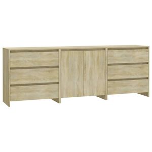 vidaXL 3-tlg. Sideboard Sonoma-Eiche Holzwerkstoff