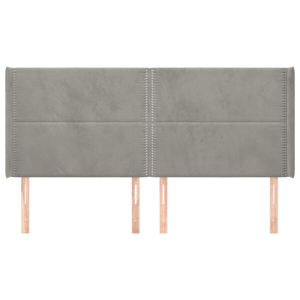 vidaXL Kopfteil mit Ohren Hellgrau 203x16x118/128 cm Samt