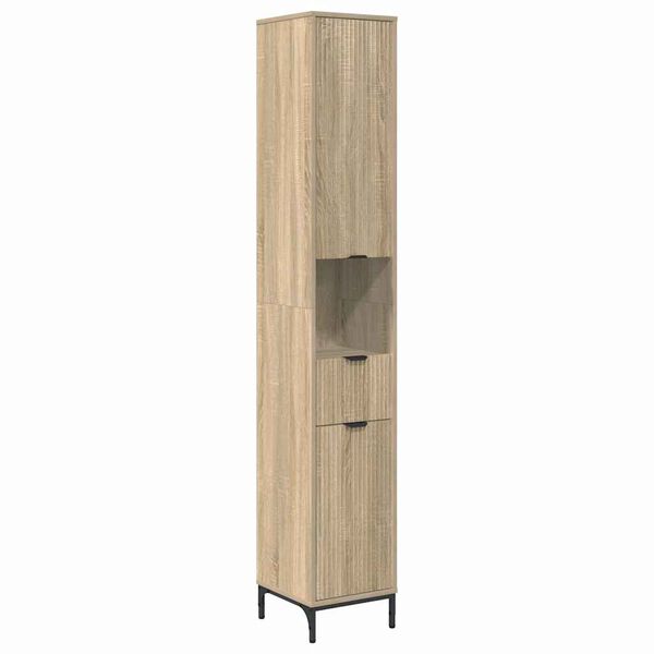vidaXL Badezimmerschrank mit Speicher Sonoma-Eiche 31,5 x 33 x 190 cm