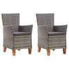 vidaXL Gartenst&uuml;hle 2 Stk. mit Auflagen Poly Rattan Grau