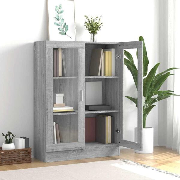 vidaXL Vitrinenschrank Grau Sonoma 82,5x30,5x115 cm Holzwerkstoff