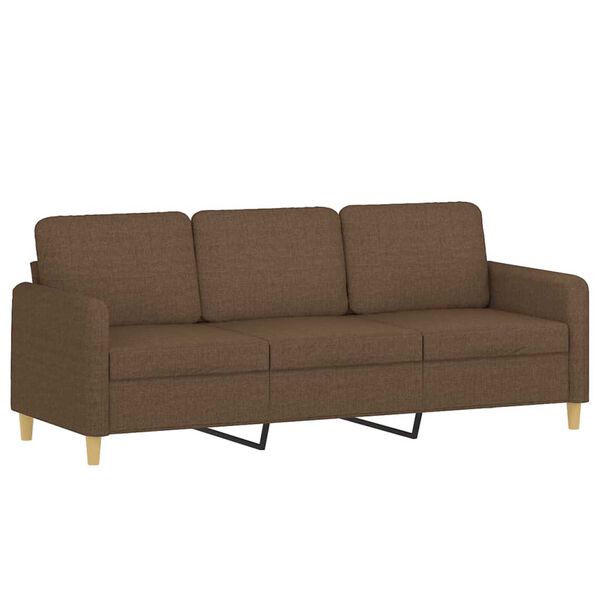 vidaXL 3-Sitzer-Sofa mit Hocker Braun 180 cm Stoff