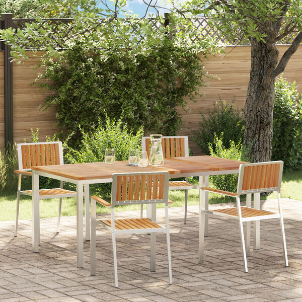 vidaXL Outdoortisch-Set 5 pcs Braun Massivholz Teak