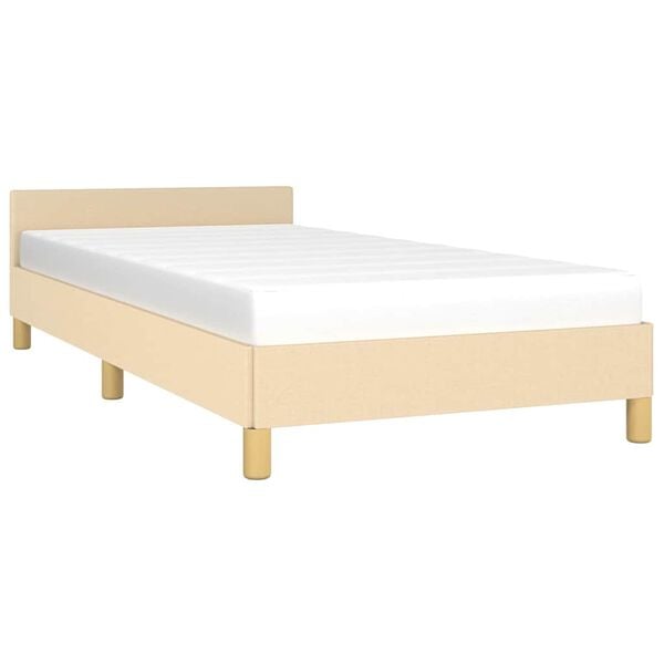 vidaXL Bettgestell mit Kopfteil ohne Matratze Creme 90x190 cm Stoff