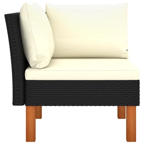 vidaXL Ecksofas 2 Stk. Poly Rattan und Eukalyptus Massivholz