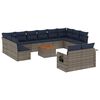 vidaXL 13-teiliges Gartensofa-Set mit Kissen, grau, Polyrattan