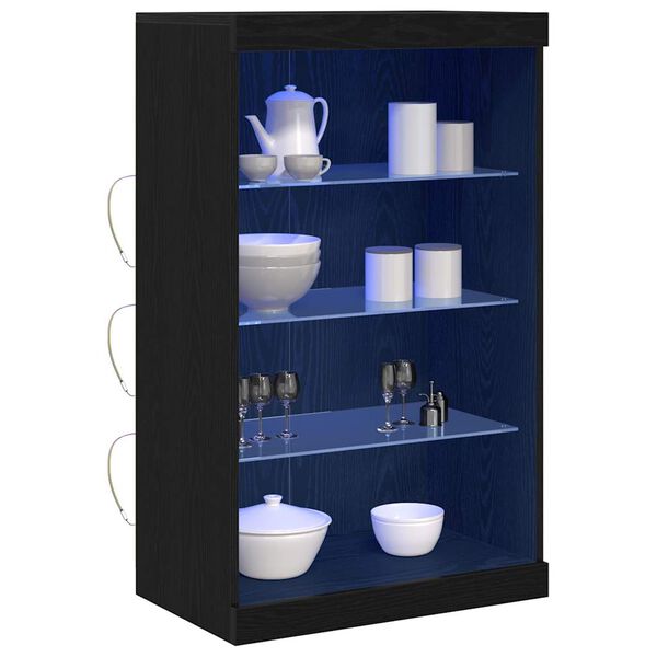 vidaXL LED-Sideboard Schwarz Eichen-Optik 60,5 x 37 x 100 cm