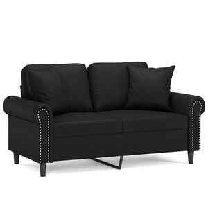 vidaXL 2-Sitzer-Sofa mit Zierkissen Schwarz 120 cm Kunstleder