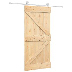 vidaXL Schiebet&uuml;r Nat&uuml;rlich und Wei&szlig; 95 x 210 cm Massivkiefer