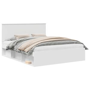 vidaXL Bettrahmen mit Kopfteil Wei&szlig; 160 x 200 cm Massives Kiefernholz