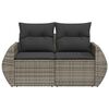 vidaXL Gartensofa 2-Sitzer mit Kissen Grau Poly Rattan