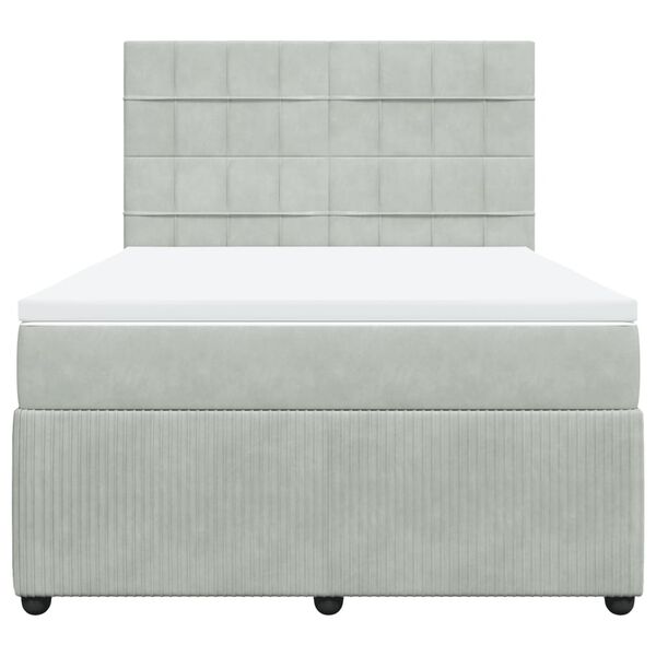 vidaXL Boxspringbett mit Matratze Hellgrau 140x200 cm Samt