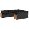 vidaXL 10-tlg. Garten-Sofagarnitur mit Kissen Schwarz Poly Rattan