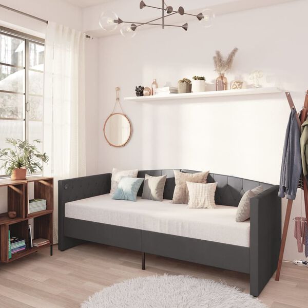 vidaXL Tagesbett USB Dunkelgrau Samt 90x200 cm