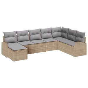 vidaXL Sofa Set mit Kissen 8 pcs Beige und hellgrau Poly-Rattan