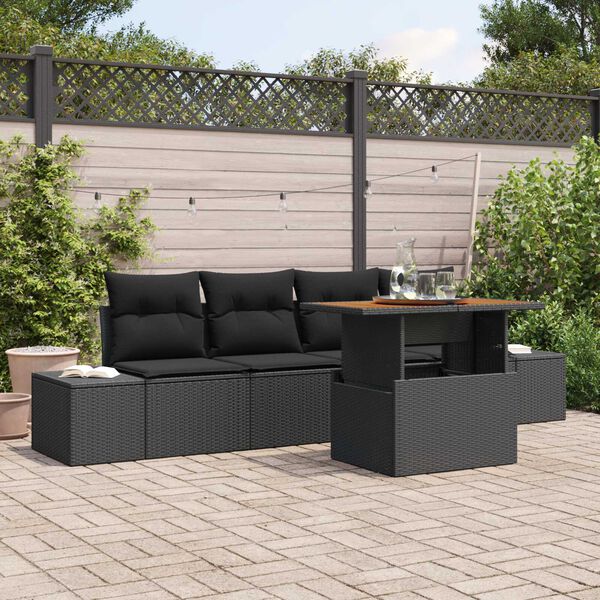 vidaXL Garten Essgruppe mit Kissen mit Kissen 5 pcs Schwarz und Braun