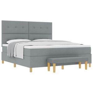 vidaXL Boxspringbett mit Kopfteil Hellgrau 200 x 180 cm Stoff