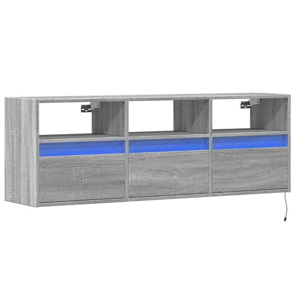 vidaXL TV-Wandschrank mit LED-Beleuchtung Grau Sonoma 130x31x45 cm