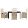 vidaXL Garten Essgruppe mit Kissen 5 pcs Beige Poly-Rattan