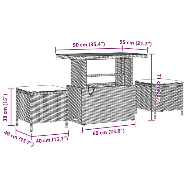 vidaXL Garten-Sofa-Set mit Speicher 11 pcs Schwarz Poly Rattan