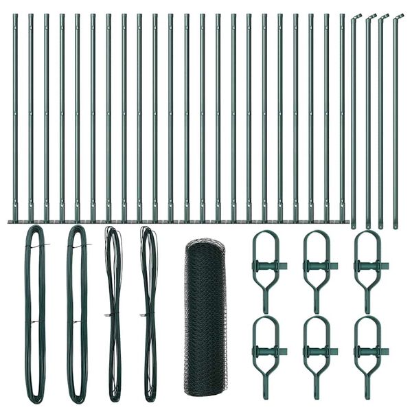 vidaXL Zaunpfosten Gr&uuml;n 50 x 0,5 m (25 mm Maschen) Stahl und PVC