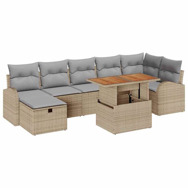 vidaXL Garten-Sofa-Set 8 pcs Beige Poly-Rattan