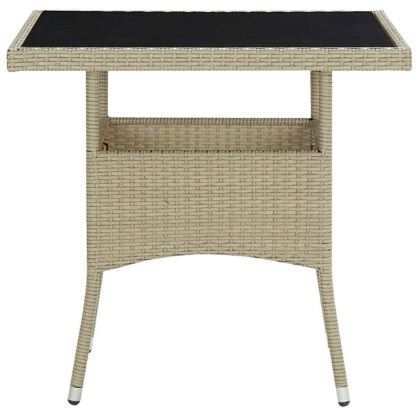vidaXL 3-tlg. Garten-Essgruppe Beige Poly Rattan und Glas
