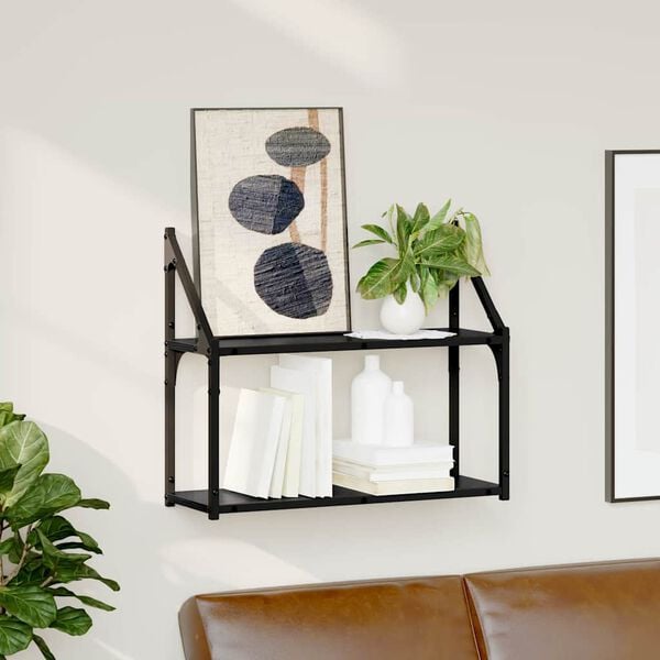 vidaXL Wandregal Schwarz Eichen-Optik 60 x 21 x 51 cm Holzwerkstoff