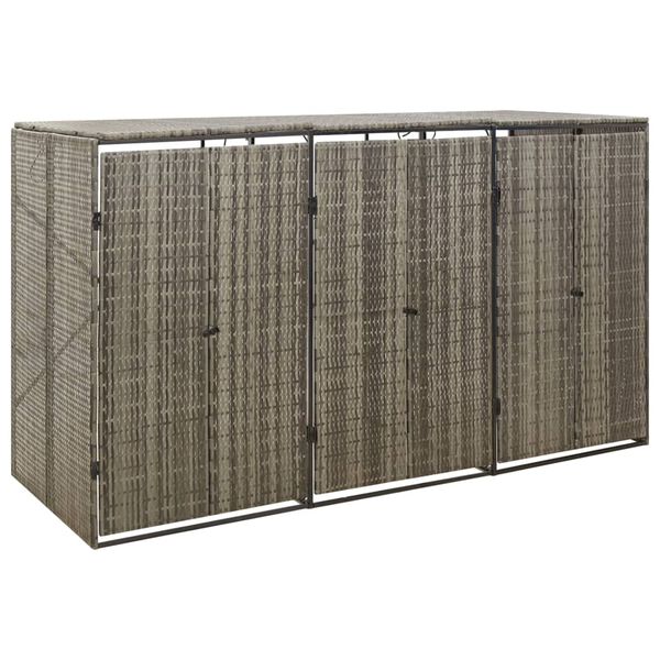 vidaXL M&uuml;lltonnenbox f&uuml;r 3 Tonnen Grau 207x80x117 cm Poly Rattan