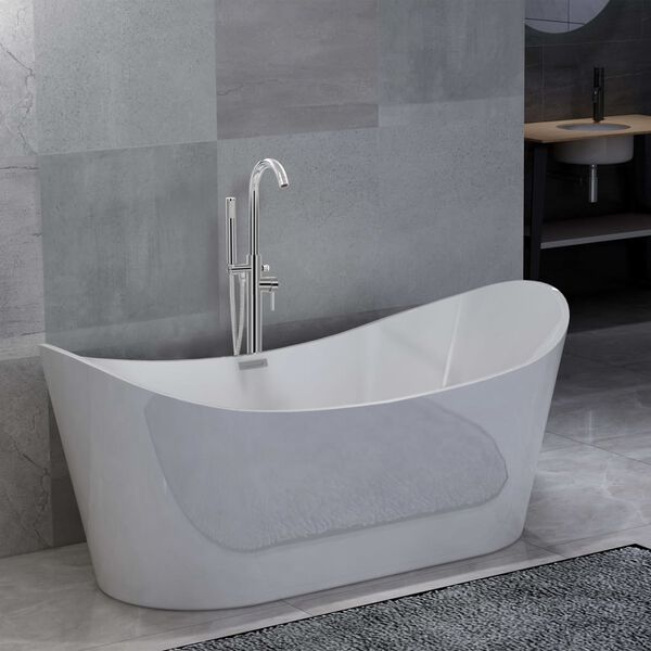 vidaXL Freistehende Badewanne und Wasserhahn 204 L 118,5 cm Silbern