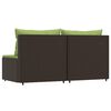 vidaXL Garten-Mittelsofas mit Kissen 2 Stk. Braun Poly Rattan