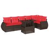 vidaXL 7-teiliges Gartensofa-Set mit Kissen, braun, Polyrattan