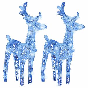 vidaXL LED-Rentiere 2 Stk. Blau 80 LEDs Acryl