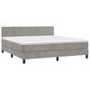 vidaXL Boxspringbett mit Matratze & LED Hellgrau 180x200 cm Samt