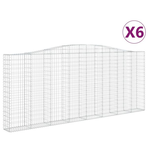 vidaXL Gabionen mit Hochbogen 6 Stk. 400x30x160/180cm Verzinktes Eisen