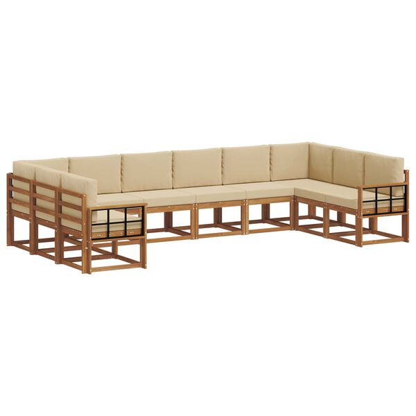 vidaXL Outdoor-Sofagarnitur mit Kissen 10 pcs Natur und Beige