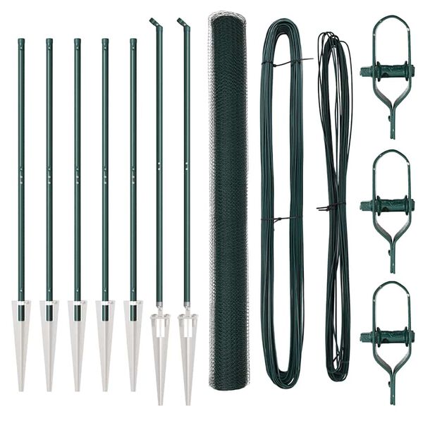 vidaXL Zaunpfosten Gr&uuml;n 10 x 1,6 m (13 mm Netz) Stahl und PVC