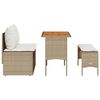 vidaXL 3-tlg. Garten-Essgruppe mit Kissen Beige Poly Rattan