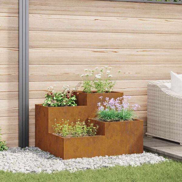 vidaXL Gartenblumentopf Rostig 100 x 100 x 60 cm Wetterfeststahl