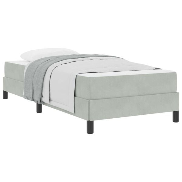 vidaXL Boxspringbett mit Matratze Hellgrau 90 x 210 cm Stoff