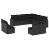 vidaXL 11-tlg. Garten-Sofagarnitur mit Kissen Schwarz Poly Rattan
