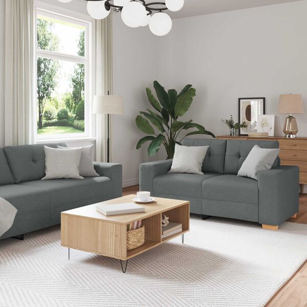vidaXL Sofa 3 pcs Dunkelgrau 221 x 80 x 80 cm Leinenmischgewebe